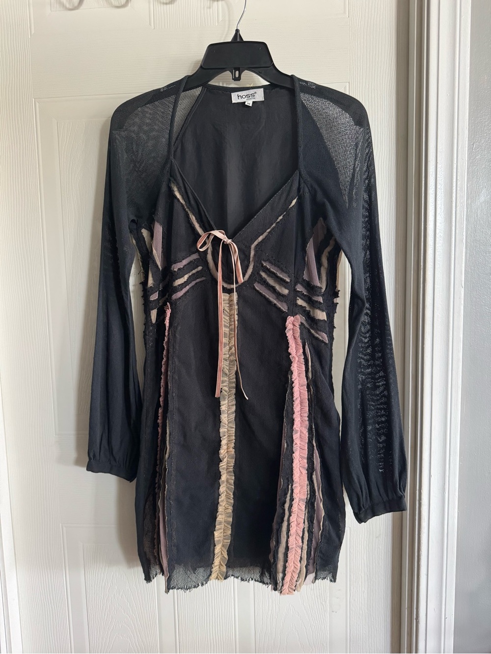 HOSS Homeless Spain Vintage Silk Blend Distressed Fairy Grunge Mesh Mini Dress
